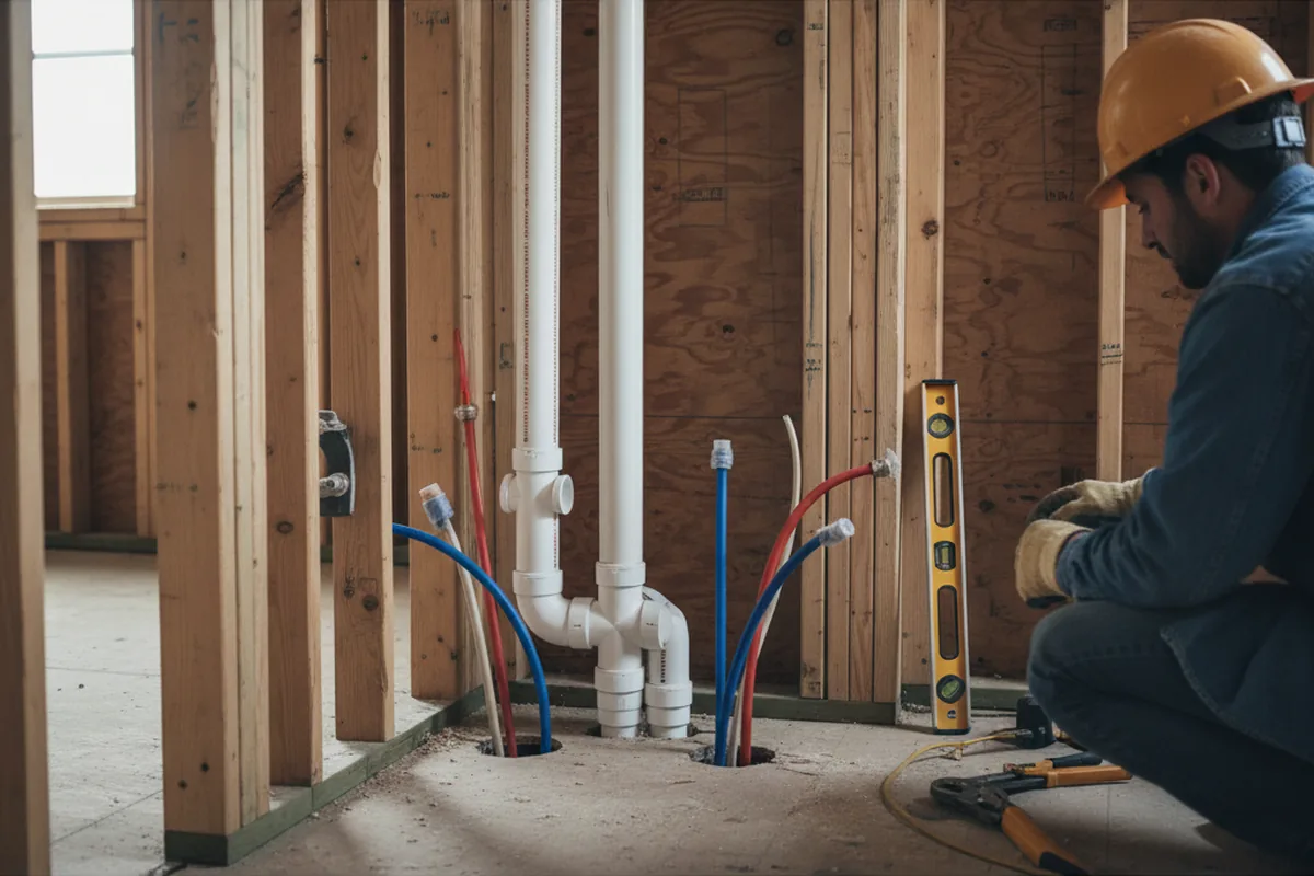 Drain and supply rough-in during Drain Cleaning in Michigantown