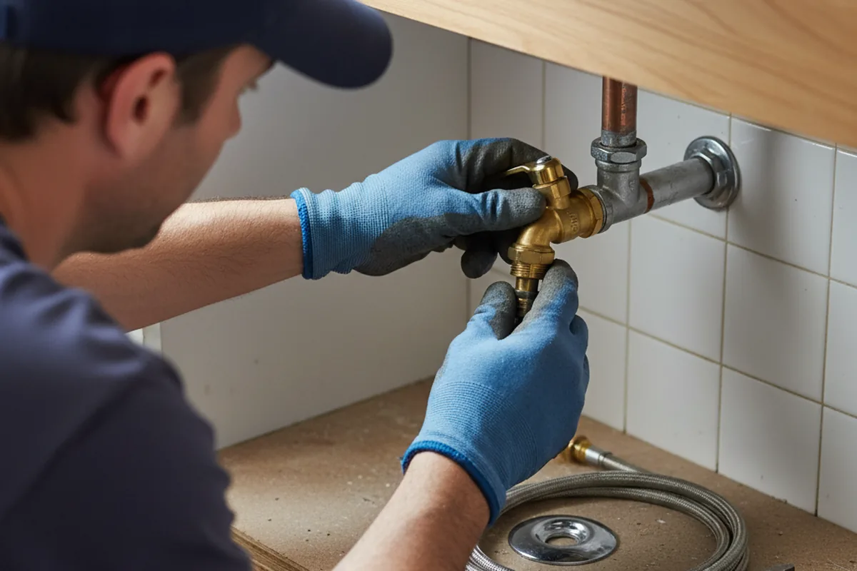 Shutoff valve and fitting work during Burst Pipe Repair in Michigantown